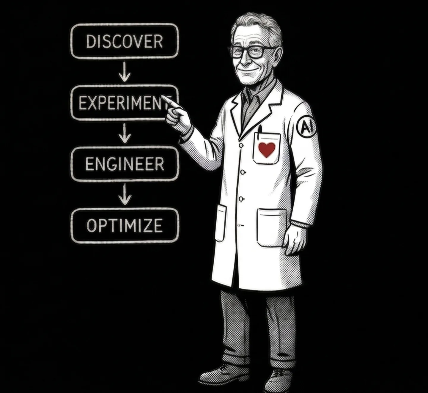 The Scientist character — light version on white background