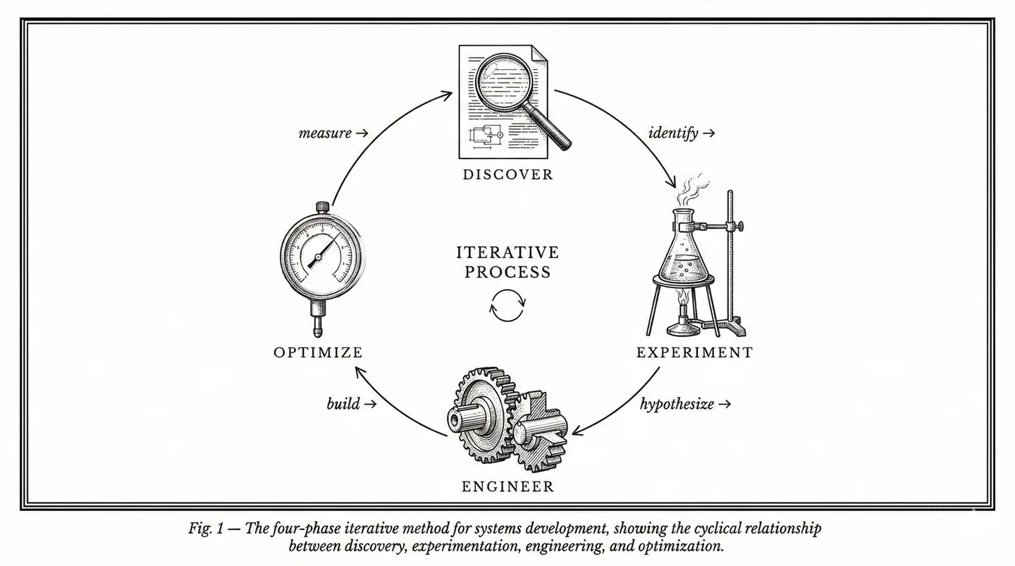DS METHOD framework overview — Discover, Experiment, Engineer, Optimize